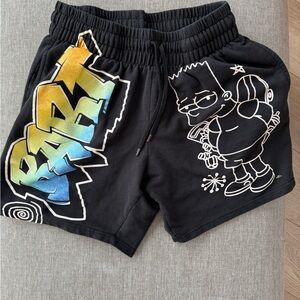 Black Men's Bart Simpson Shorts with Multicolor 'Bart' Graphic